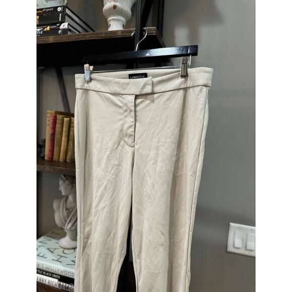 Lamarque Pagetta Faux Leather Cropped Flare Pants Bone Womens Size Large - Picture 6 of 11